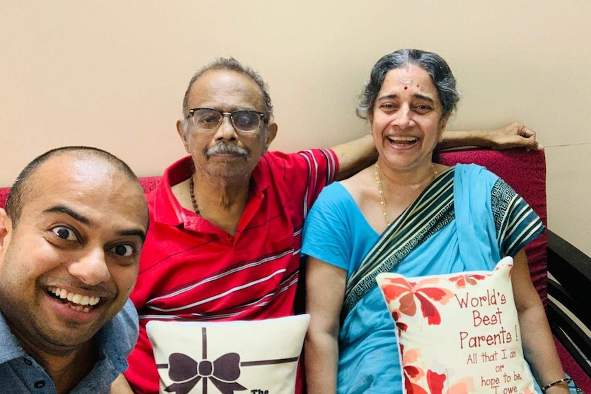 Kaushik Sridhar and his mum and dad.