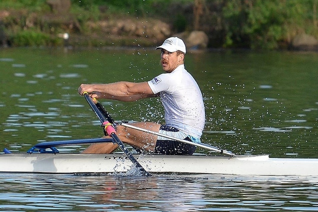 Chris Morgan rowing.