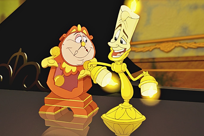 Cogsworth and Lumiere from the 1991 film Beauty and the Beast.