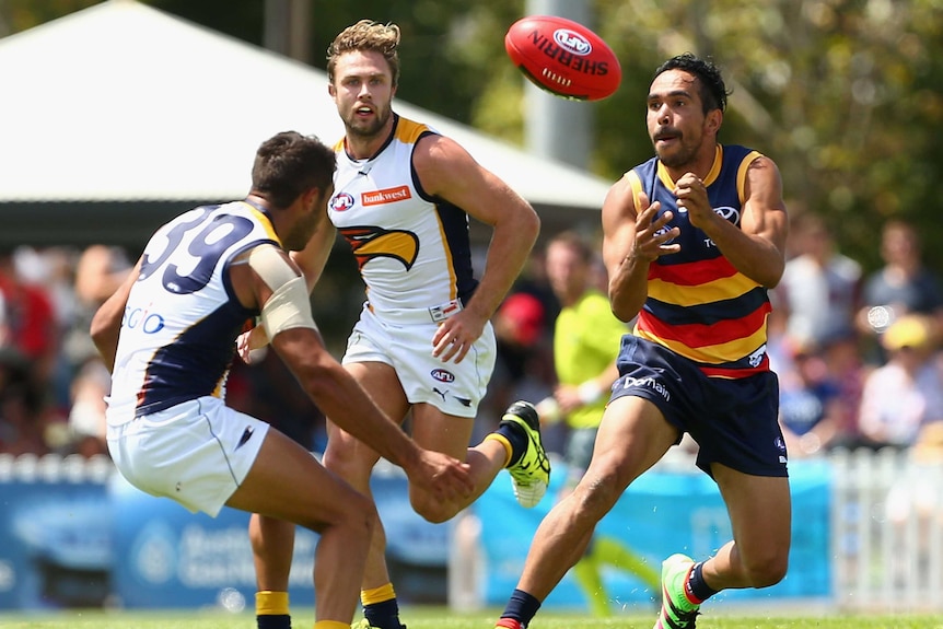 Eddie Betts on the charge during the AFL preseason