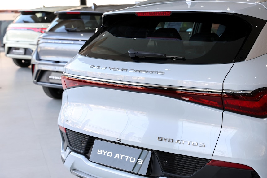 BYD cars in a showroom