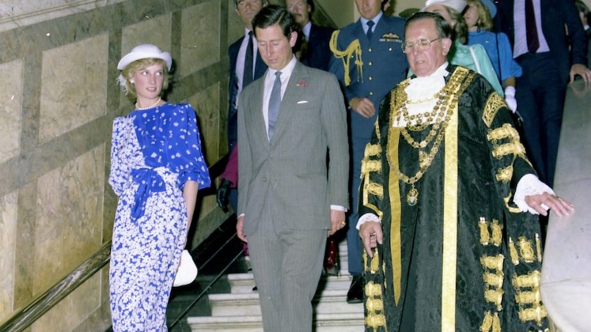 Princess Diana walks into Brisbane City Hall in April, 1983, pictured by Brisbane City Council photographer Robert Noffke.