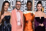 A composite image of Michelle Yeoh, Seth Rogen, Letitia Wright and Selena Gomez 