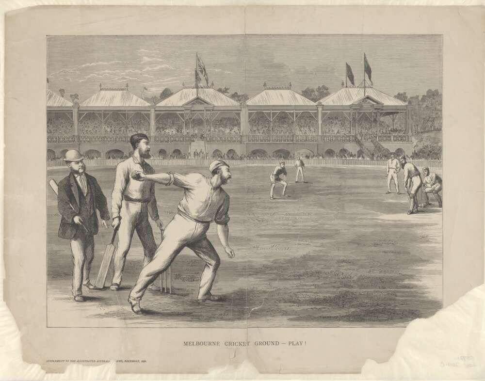 An illustration of a cricket match at the MCG.