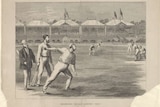 An illustration of a cricket match at the MCG.
