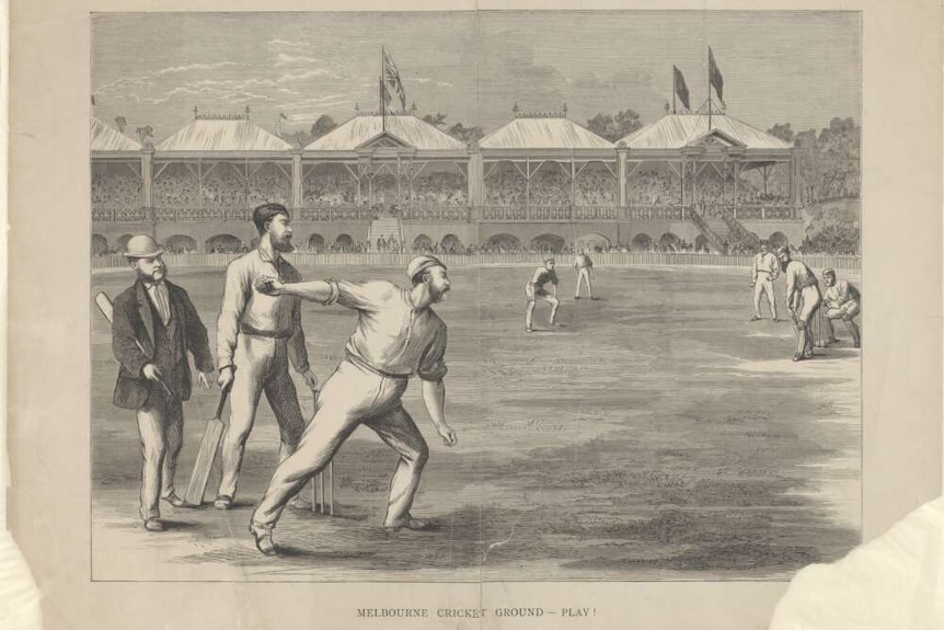 An illustration of a cricket match at the MCG.