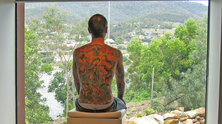 An artist  known as the human canvas is on show at Hobart's MONA.