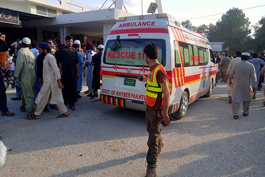 Ambulance at the scene of an explosion in Pakistan. 