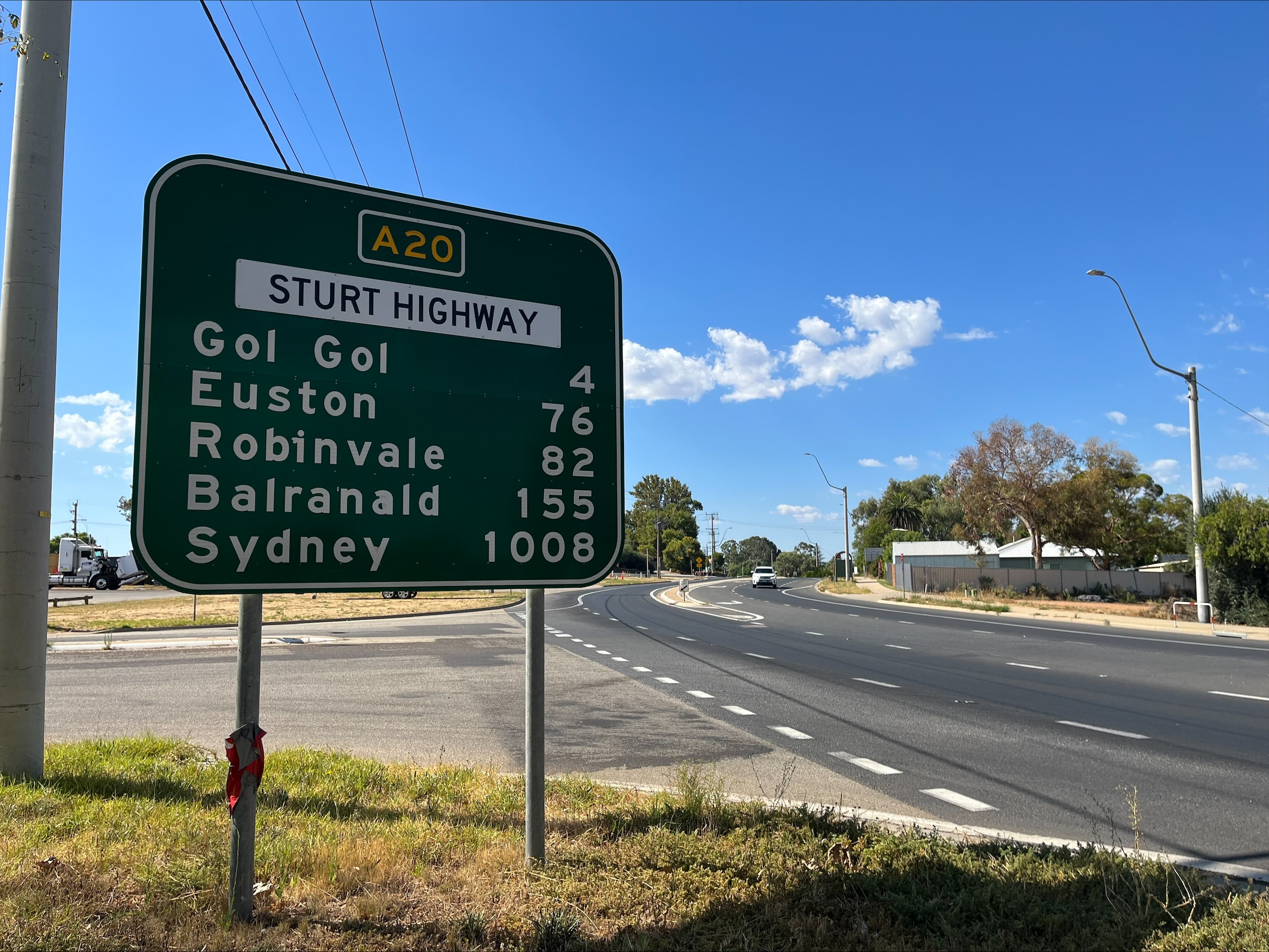 Sturt Highway city distance sign
