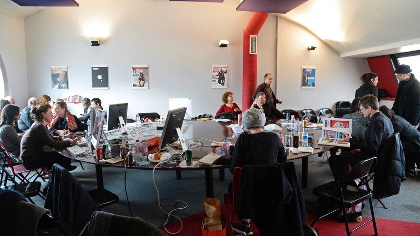 Charlie Hebdo working in Liberation offices