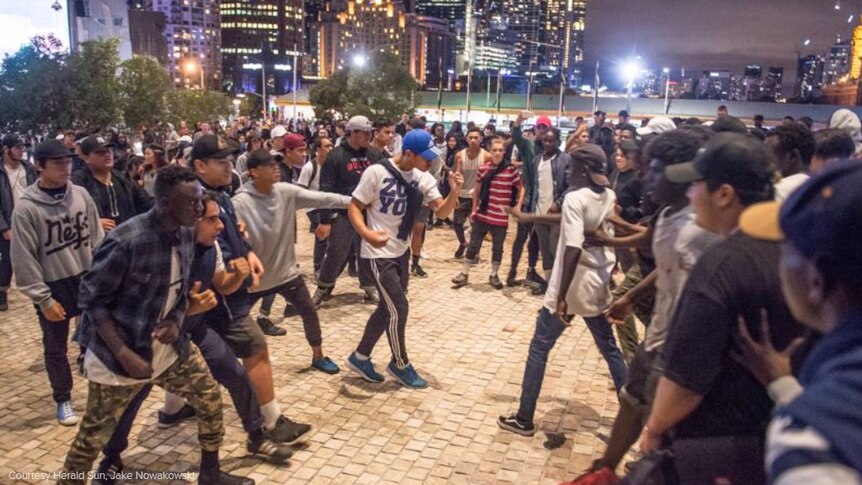 Gangs face off in Federation Square