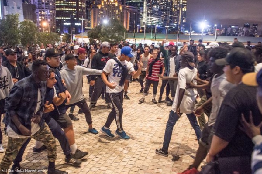 Gangs face off in Federation Square