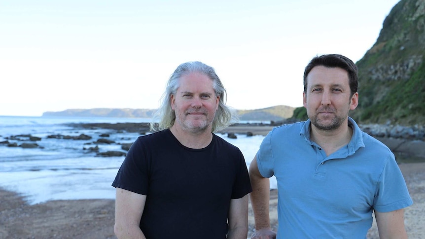 Dr Mark Brown from the University of Newcastle and Dr Martin Ostrowski from Macquarie University at the beach