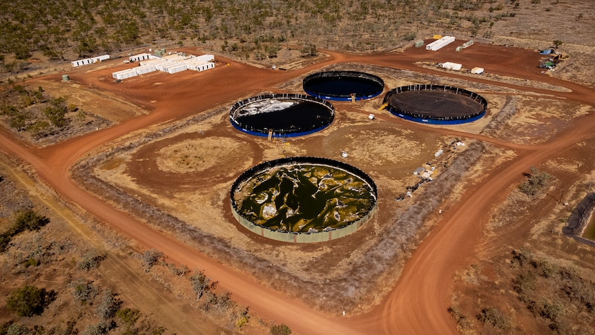 An aerial view of a fracking exploration site in the Beetaloo Basin. 