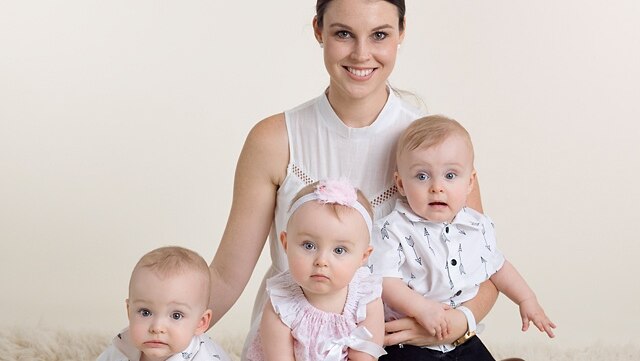 Farron Sullivan with her triplets