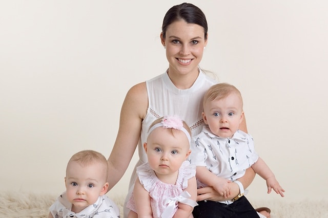 Farron Sullivan with her triplets