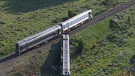 A passenger train derailed on the Melbourne to Ballarat line.