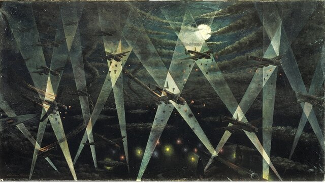 War artist Alan Moore's painting of Bomber's moon, 1962.
