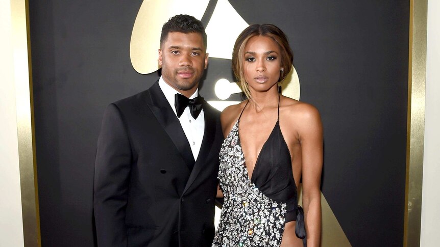 Russell Wilson and Ciara at the Grammys