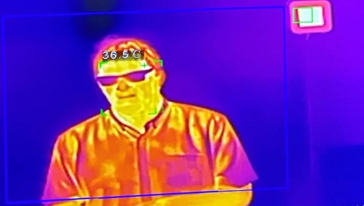 A thermal imaging camera shows heat off a body at the Buderim hospital.