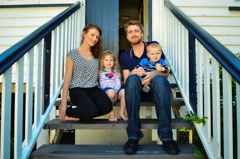 Elodie Pellet with husband David and children Opale and Oscar