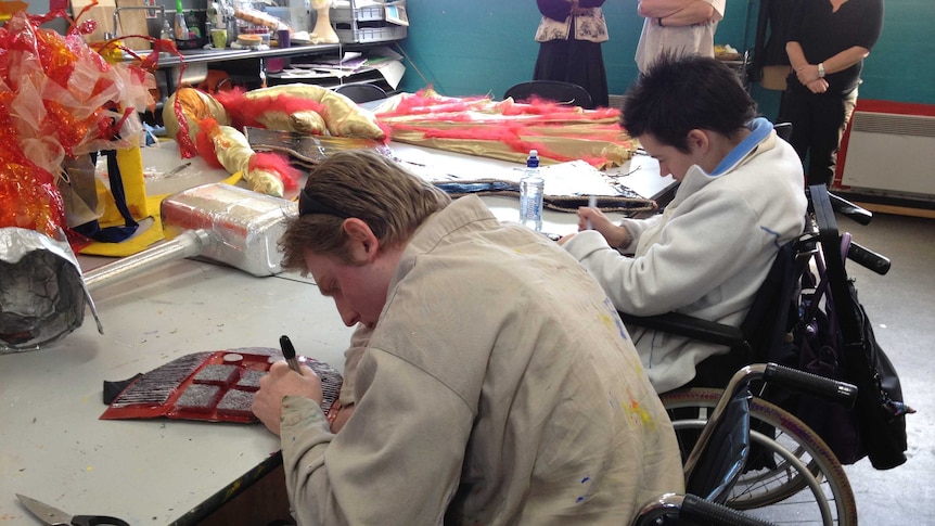 Artists busily making wearable art