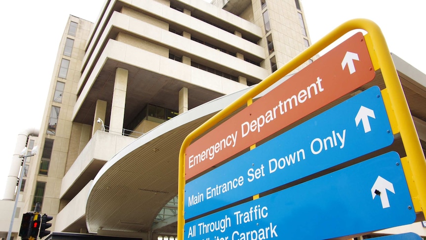 A sign outside Sir Charles Gardiner Hospital's emergency department.