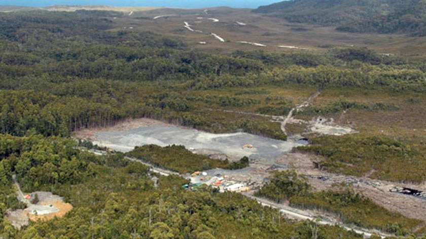Aerial of Avebury nickel mine on Tasmania's west coast.