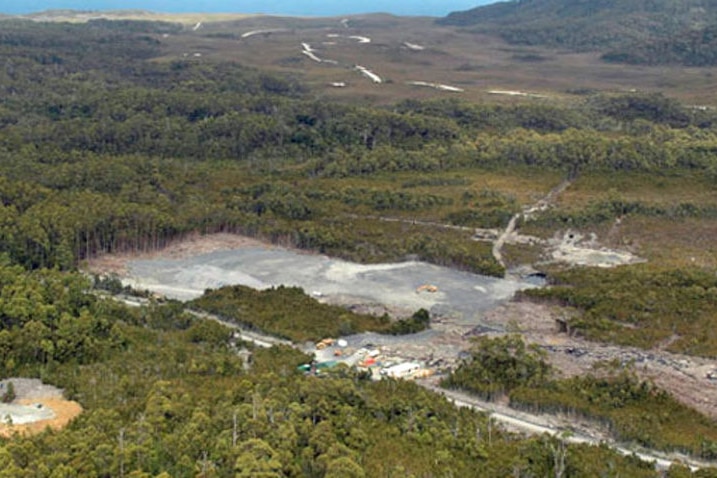 Aerial of Avebury nickel mine on Tasmania's west coast.