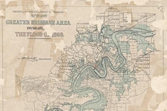 map showing the extent of the flooding in Brisbane, 1893