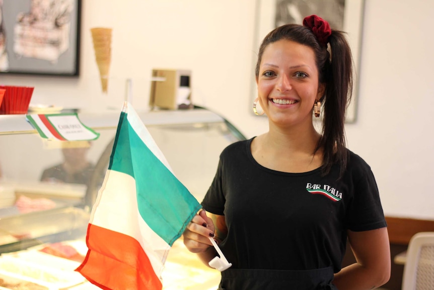 Woman with Italian flag