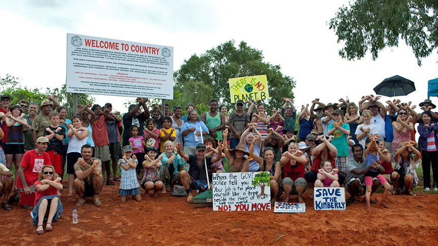 Protesters gather in the Kimberley