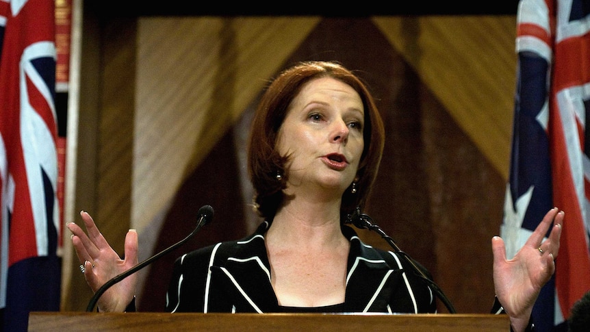 Julia Gillard addresses a room.