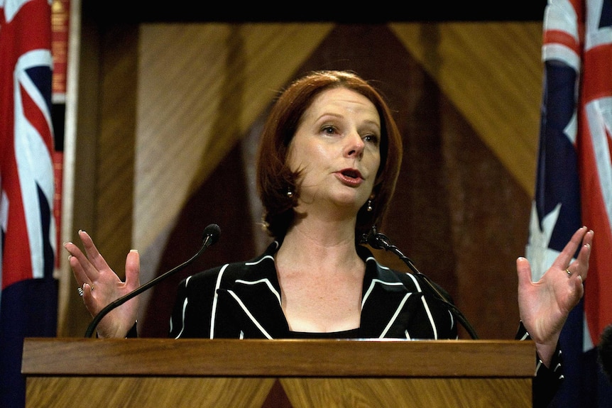 Julia Gillard addresses a room.
