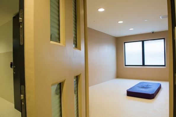 A seclusion room in the Royal Hobart Hospital's mental health high dependency J-block