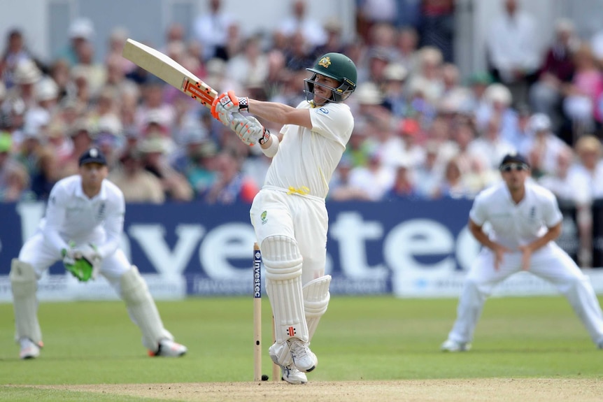 Brighter start ... David Warner bats during Australia's second innings