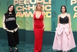 Billie Eilish, Sydney Sweeney, and America Ferrera at the Peoples Choice Awards red carpet in their outfits
