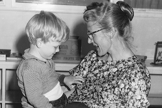 Joan Curtis and her son Jonathan in the 1960s.