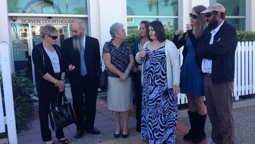 Antonio family gather outside Bowen Magistrates Court