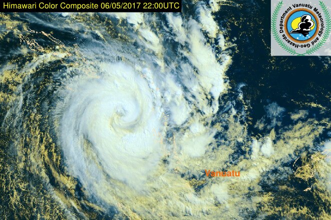 An aerial photo of Cyclone Donna