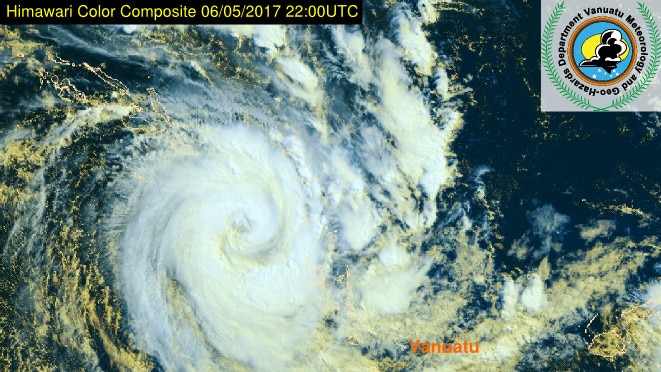 An aerial photo of Cyclone Donna