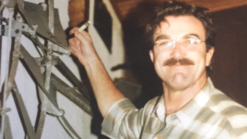 Tom Selleck, 80s Hollywood heart throb signs the famous windmill at the now closed Steakhouse.