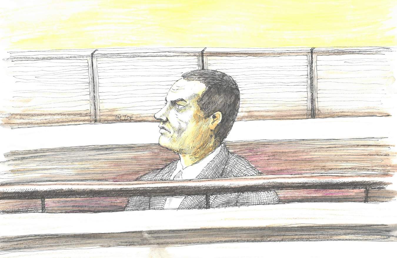 Court sketch of Snowtown accomplice Mark Ray Haydon sitting in the dock.