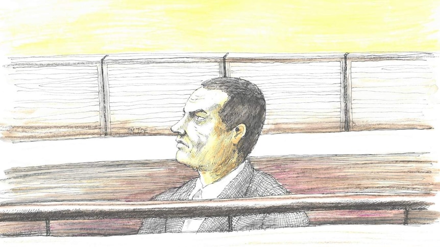 Court sketch of Snowtown accomplice Mark Ray Haydon sitting in the dock.