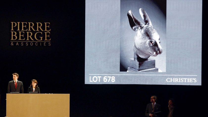 Sold: A bronze rabbit head from the private art collection of late French fashion designer Yves Saint Laurent.