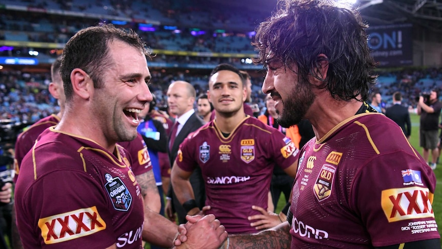 Cameron Smith and Johnathan Thurston are thrilled after Origin II