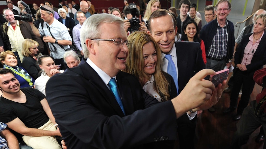 Kevin Rudd and Tony Abbott in a 'selfie'