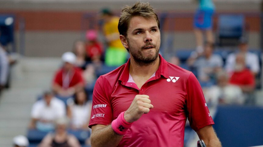 Swiss player Stan Wawrinka celebrates his win over Spain's Fernando Verdasco at the US Open.