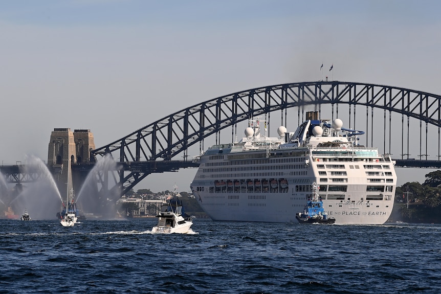 Una nave da crociera arriva nel porto di Sydney