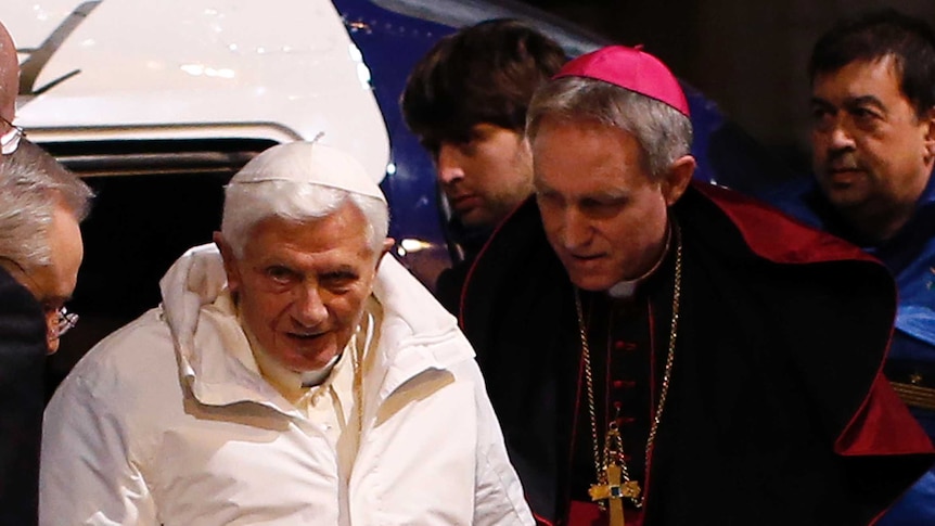 Pope Benedict XVI arrives at meeting with seminarians